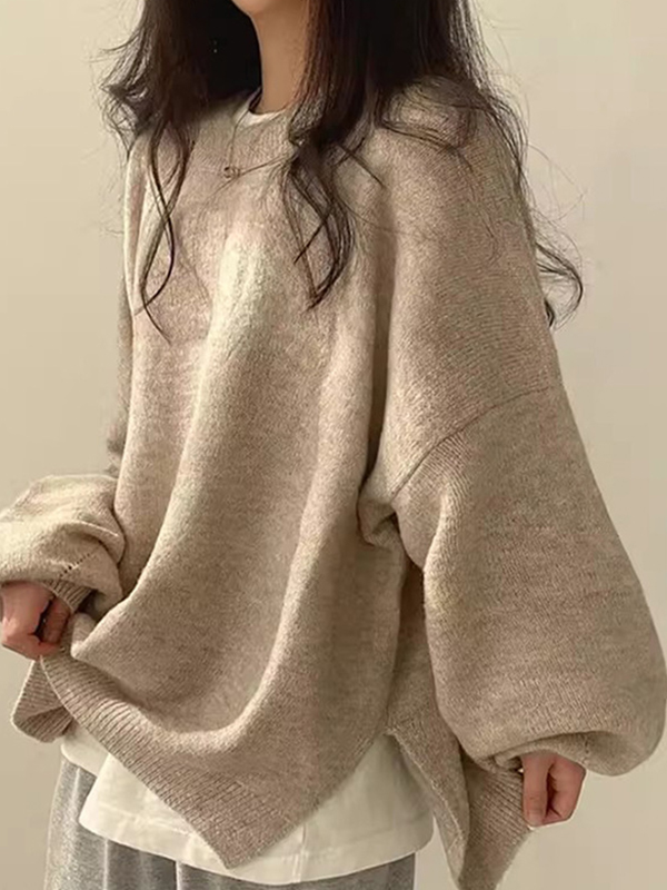 EMMIOL Casual Versatile Plain Colours Sweaters