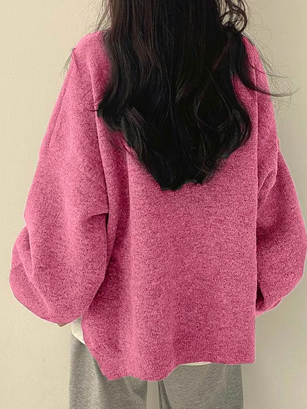 EMMIOL Casual Versatile Plain Colours Sweaters