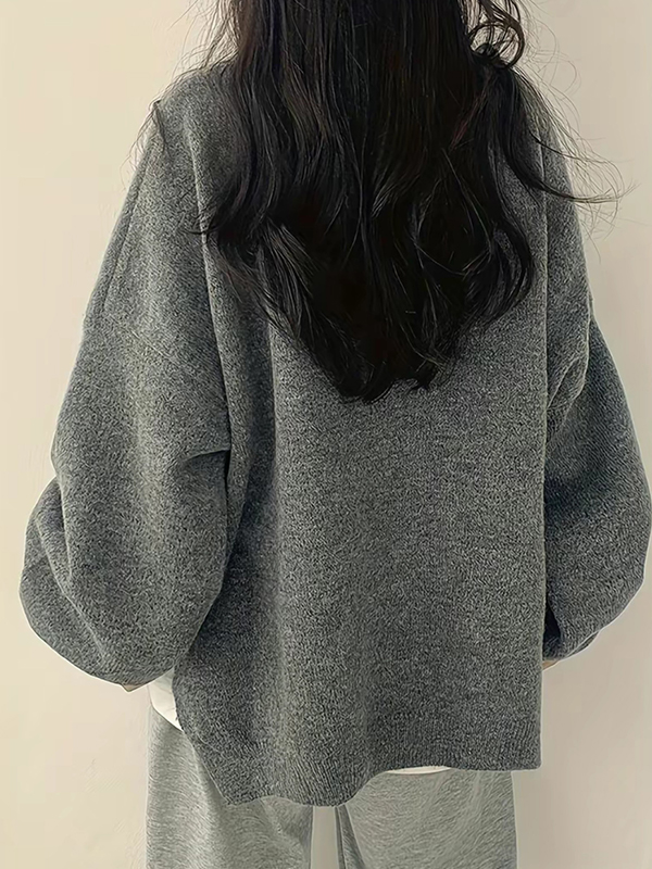 EMMIOL Casual Versatile Plain Colours Sweaters