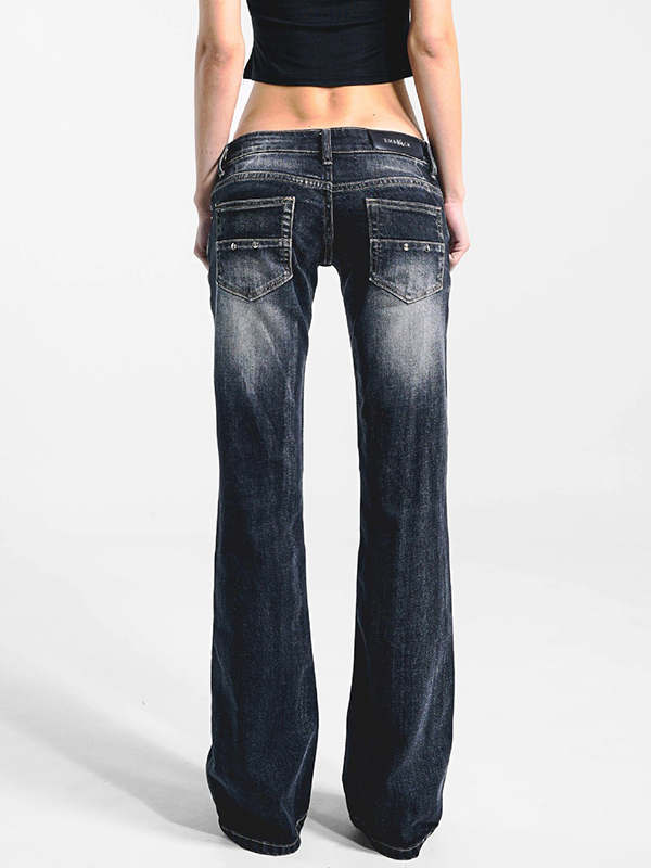 EMMIOL Jeans a zampa retrò casual Y2K