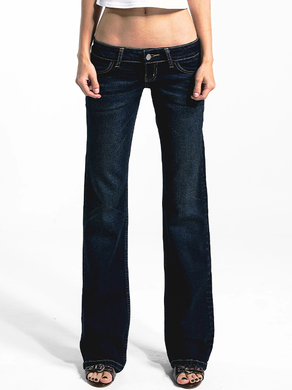 EMMIOL Jeans a zampa retrò casual Y2K