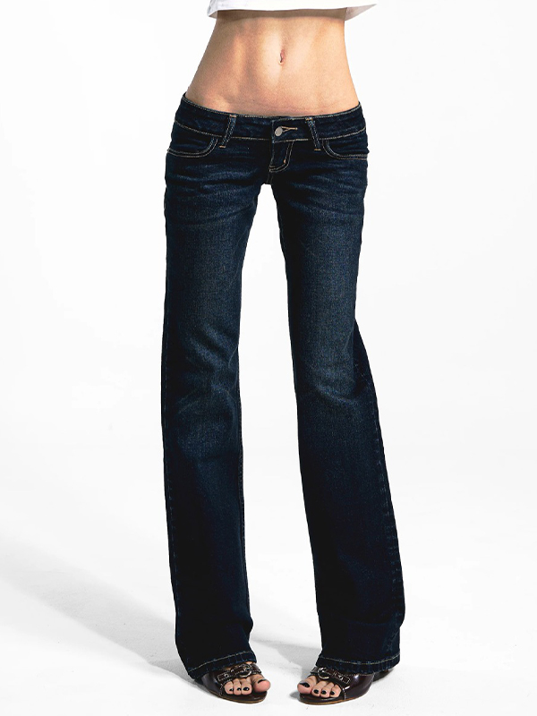 EMMIOL Jeans a zampa retrò casual Y2K