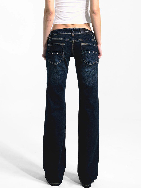 EMMIOL Jeans a zampa retrò casual Y2K