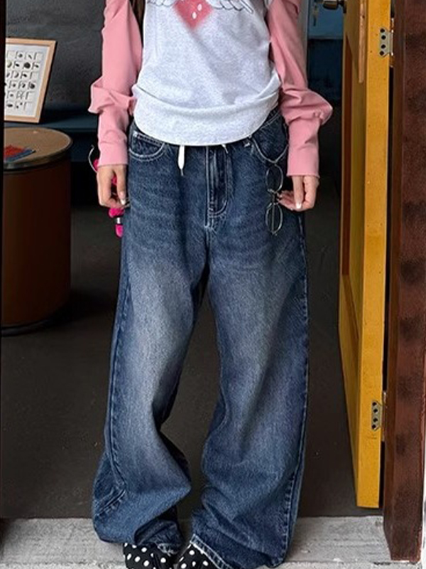 EMMIOL Jeans boyfriend con ricamo digitale a stella lavato ad acqua