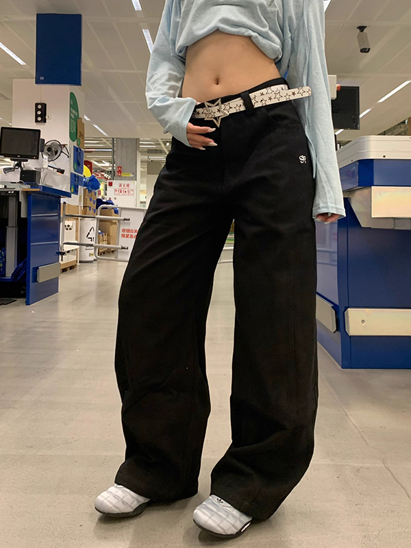 EMMIOL Jeans boyfriend patchwork a quadri in stile americano