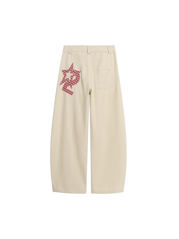 EMMIOL Jeans boyfriend patchwork a quadri in stile americano