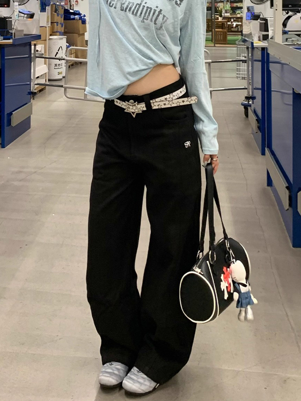 EMMIOL Jeans boyfriend patchwork a quadri in stile americano