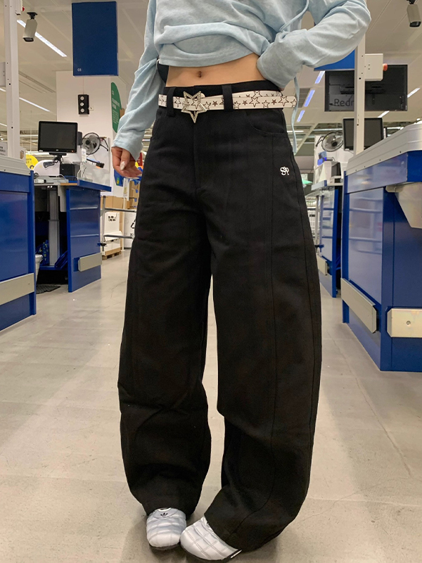 EMMIOL Jeans boyfriend patchwork a quadri in stile americano