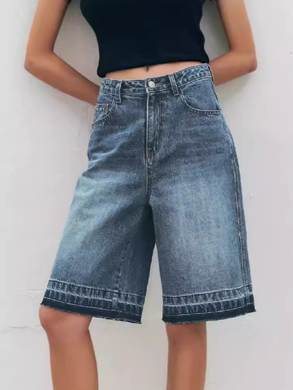 EMMIOL Pantaloncini di jeans larghi retrò