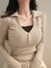EMMIOL V-Neck Slims Figure Long Sleeve