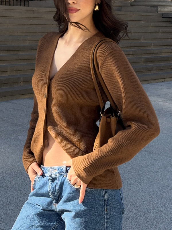 EMMIOL Cárdigan con tapeta de un solo botón