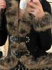 EMMIOL Jacke mit Patchwork-Schnalle aus Kunstpelz