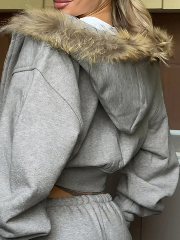 EMMIOL Einfarbige Kapuzenjacke