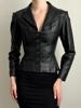 EMMIOL Patchwork-Lederjacke mit V-Ausschnitt