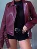 EMMIOL Lederjacke mit Patchwork-Reißverschluss