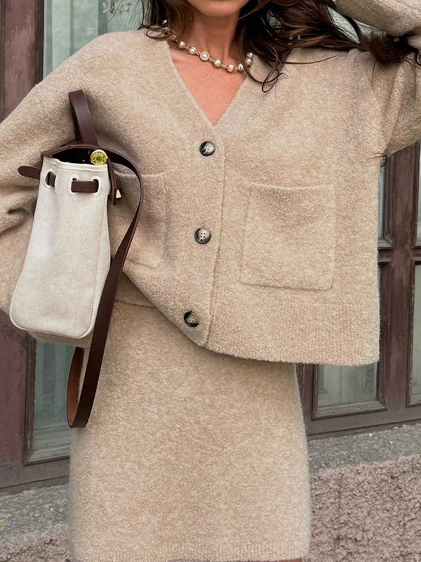 EMMIOL Cárdigan con bolsillo y cuello en V