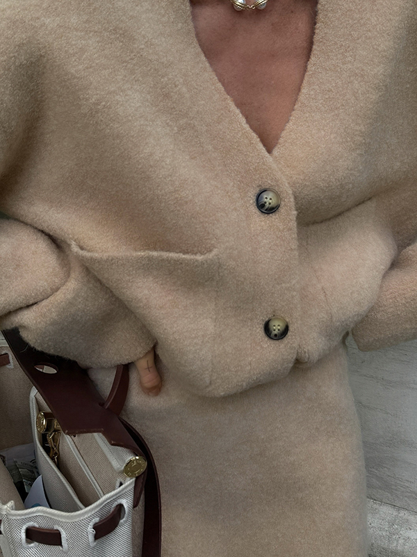 EMMIOL Cárdigan con bolsillo y cuello en V