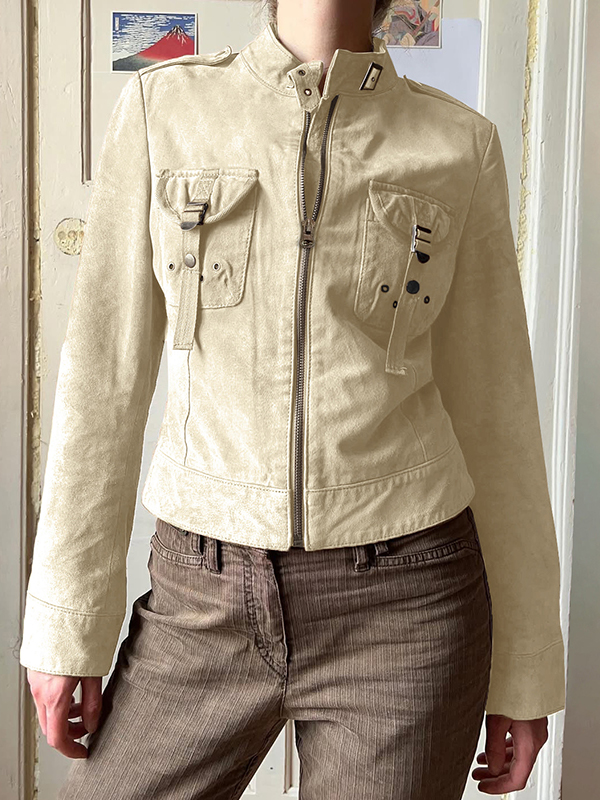 EMMIOL Stylische Reißverschlussjacke mit Stehkragen