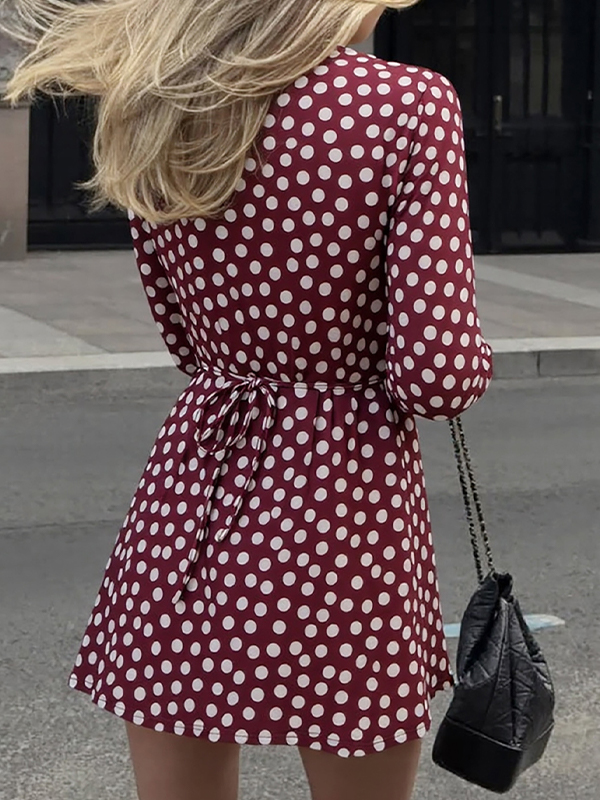 EMMIOL Polka Dot Print Slim Fit Mini Dress