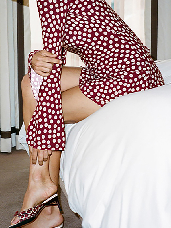 EMMIOL Polka Dot Print Slim Fit Mini Dress