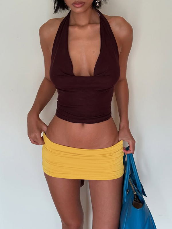 EMMIOL Strapless Halter Top Two Piece