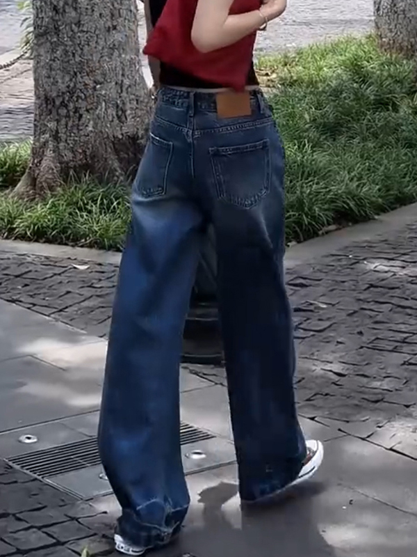 EMMIOL Slim-Fitting Patchwork Boyfriend Jeans