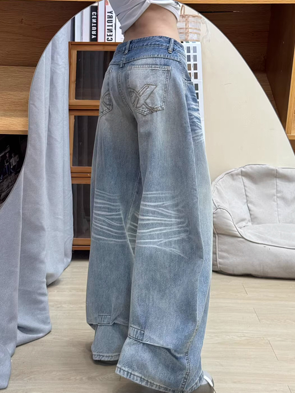 EMMIOL Vintage Curved Blade Boyfriend Jeans