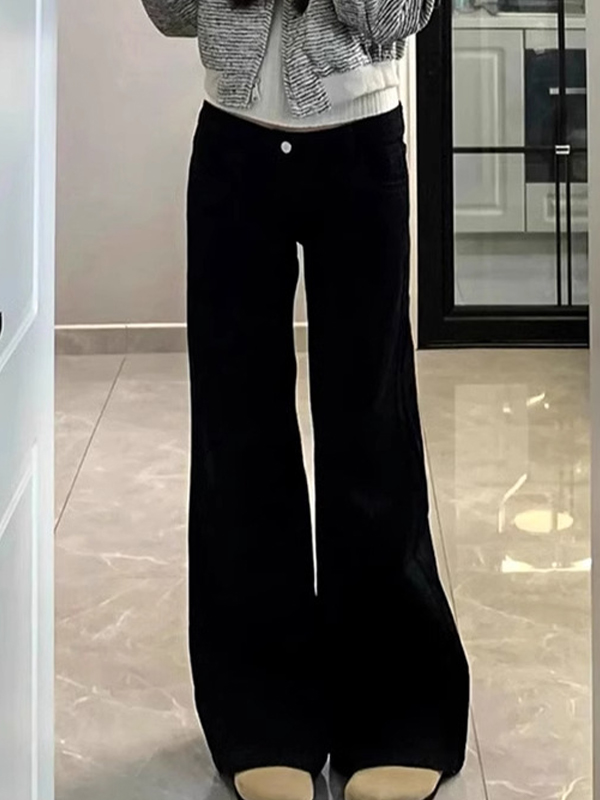 EMMIOL Schwarze Schlagjeans