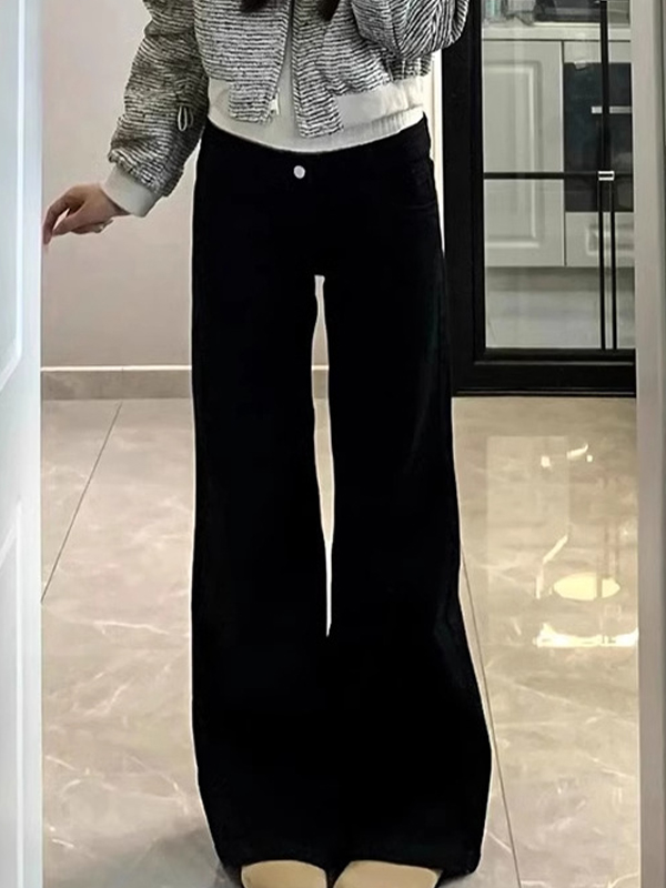 EMMIOL Schwarze Schlagjeans