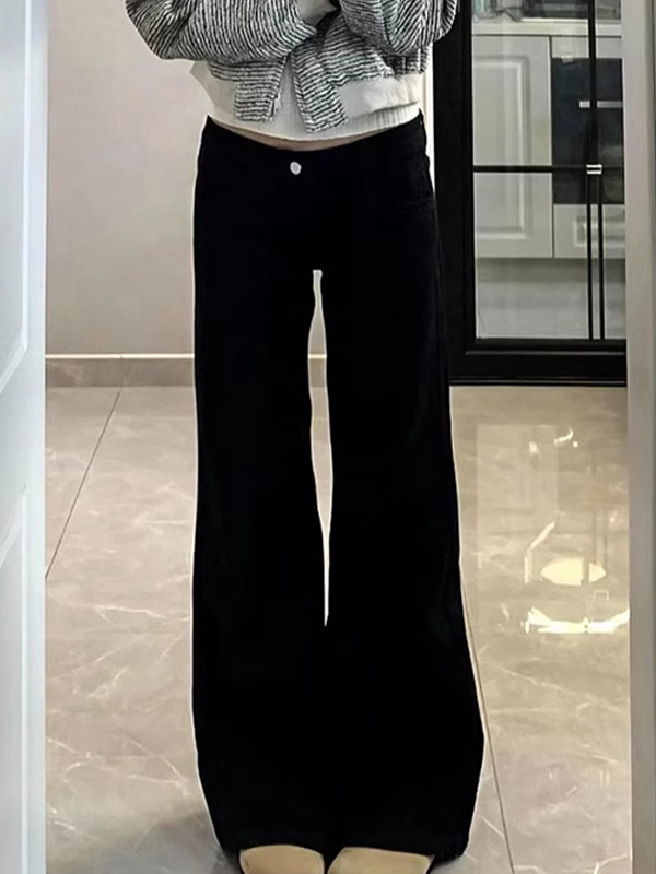 EMMIOL Schwarze Schlagjeans