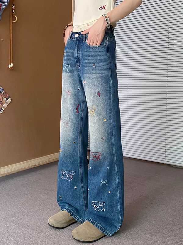 EMMIOL Vintage Embroidery Boyfriend Jeans