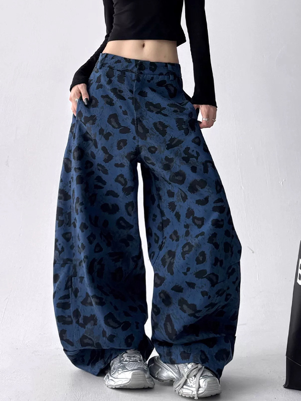 EMMIOL American Leopard Print Boyfriend Jeans