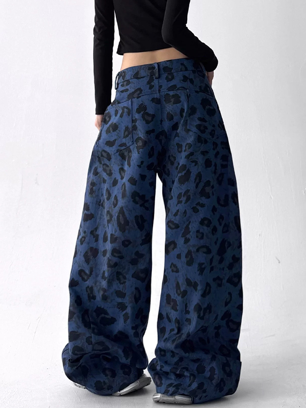 EMMIOL American Leopard Print Boyfriend Jeans