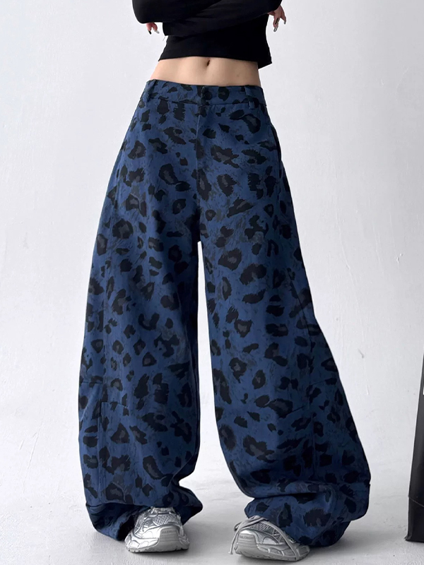 EMMIOL American Leopard Print Boyfriend Jeans