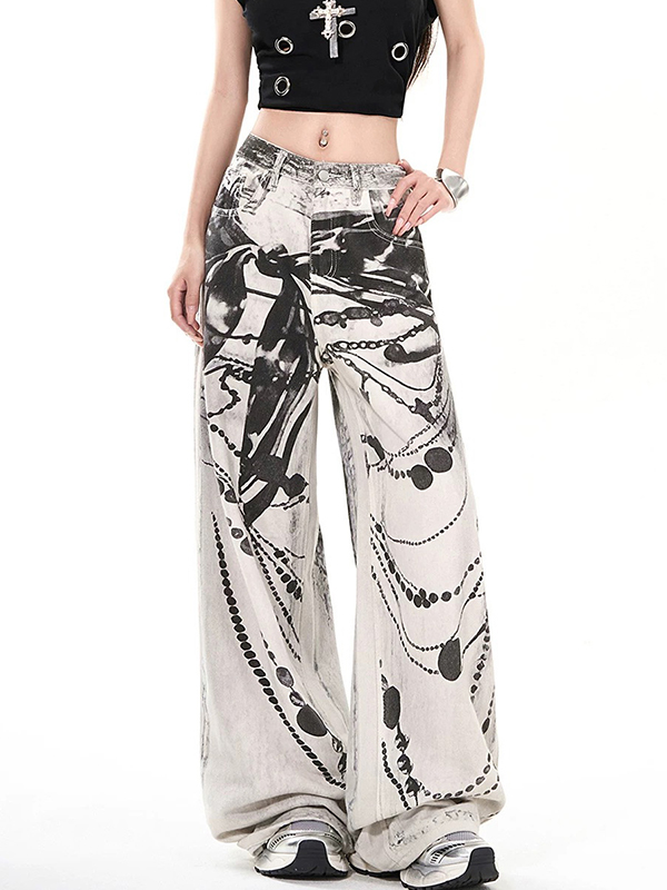 EMMIOL American High Street Prints Boyfriend Jeans