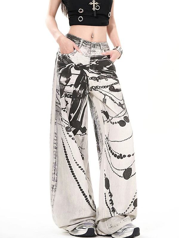 EMMIOL American High Street Prints Boyfriend Jeans