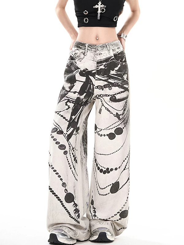 EMMIOL American High Street Prints Boyfriend Jeans