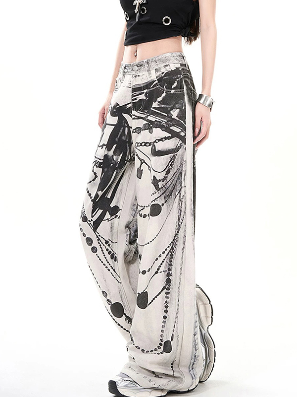 EMMIOL American High Street Prints Boyfriend Jeans