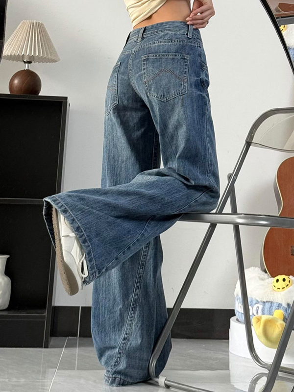 EMMIOL Retro Crease Boyfriend Jeans