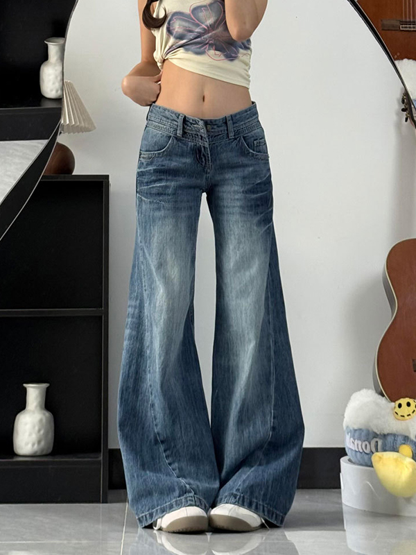 EMMIOL Retro Crease Boyfriend Jeans
