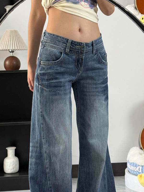 EMMIOL Retro Crease Boyfriend Jeans