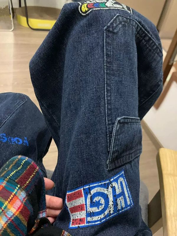 EMMIOL Retro Stamp Cancellation Boyfriend Jeans