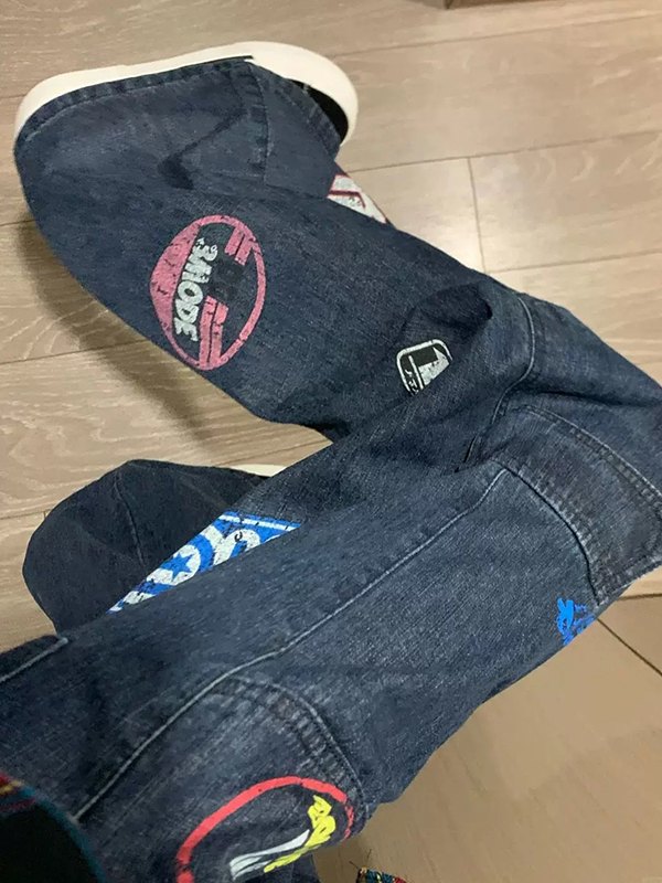 EMMIOL Retro Stamp Cancellation Boyfriend Jeans