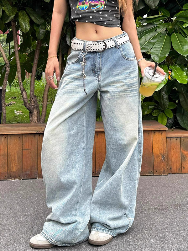 EMMIOL American-Style Relaxed Wash Boyfriend Jeans