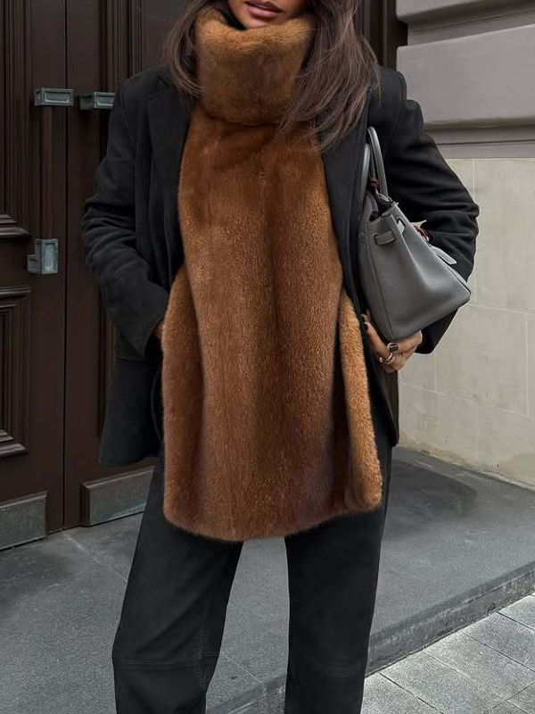 EMMIOL Bufanda de cuello alto con cuello de piel