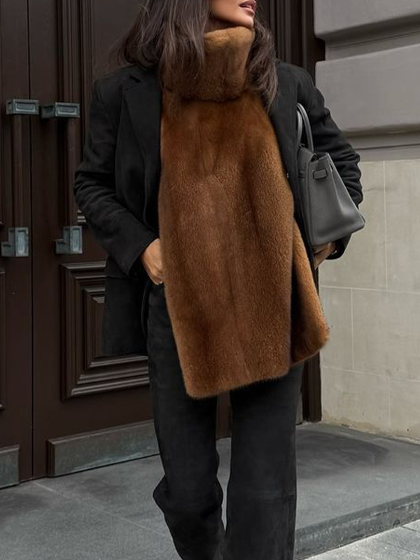 EMMIOL Bufanda de cuello alto con cuello de piel