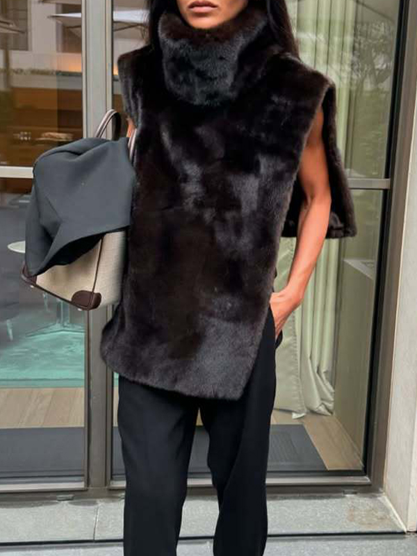 EMMIOL Bufanda de cuello alto con cuello de piel