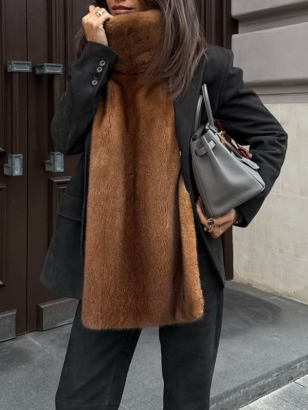 EMMIOL Bufanda de cuello alto con cuello de piel