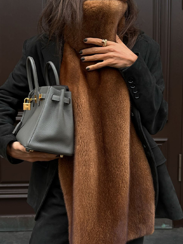 EMMIOL Bufanda de cuello alto con cuello de piel