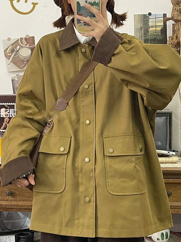 EMMIOL Retro-Inspired Fashion Patchwork Jacket